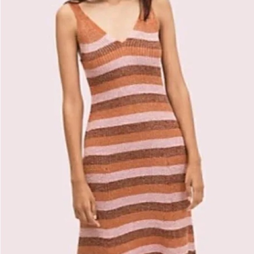NWOT kate spade Pink and Rust Striped Midi Knit Dress